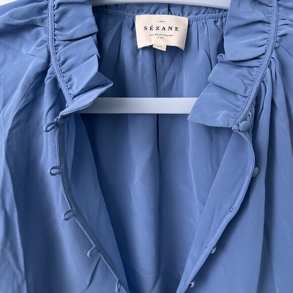 Sezane  Loubna Blouse Lavender Blue Size 4 - Picture 4 of 8
